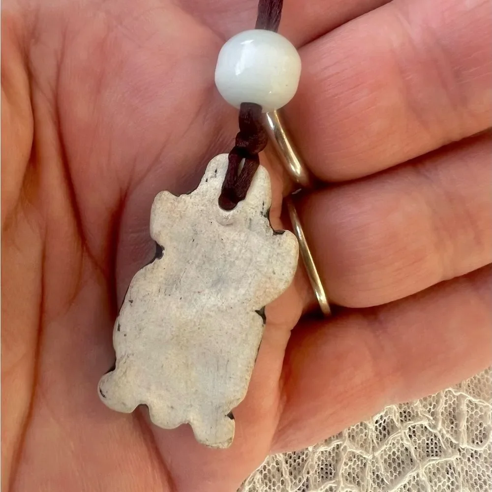 Fun Ceramic Tiki Totem Surfer Cord Necklace ~31”